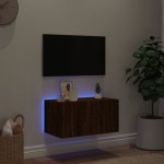 vidaXL Comodă TV de perete cu lumini LED, stejar maro, 60x35x31 cm vidaXL Comodă TV de perete cu lumini LED, stejar maro, 60x35x31 cm