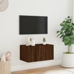 vidaXL Comodă TV de perete cu lumini LED, stejar maro, 60x35x31 cm vidaXL Comodă TV de perete cu lumini LED, stejar maro, 60x35x31 cm