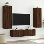 vidaXL Comodă TV de perete cu lumini LED, stejar maro, 60x35x31 cm vidaXL Comodă TV de perete cu lumini LED, stejar maro, 60x35x31 cm