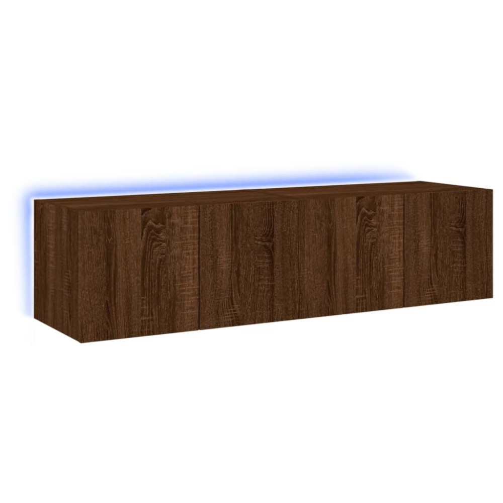 vidaXL Comodă TV de perete cu LED, 2 buc. stejar maro, 60x35x31 cm