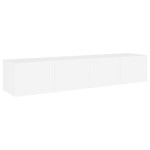 vidaXL Comode TV de perete cu lumini LED, 2 buc., alb, 80x35x31 cm