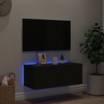 vidaXL Comodă TV de perete cu lumini LED, negru, 80x35x31 cm vidaXL Comodă TV de perete cu lumini LED, negru, 80x35x31 cm