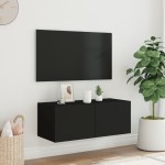 vidaXL Comodă TV de perete cu lumini LED, negru, 80x35x31 cm vidaXL Comodă TV de perete cu lumini LED, negru, 80x35x31 cm