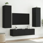 vidaXL Comodă TV de perete cu lumini LED, negru, 80x35x31 cm vidaXL Comodă TV de perete cu lumini LED, negru, 80x35x31 cm