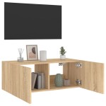 vidaXL Comodă TV de perete cu lumini LED, stejar sonoma, 80x35x31 cm vidaXL Comodă TV de perete cu lumini LED, stejar sonoma, 80x35x31 cm