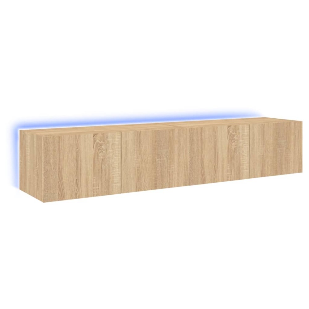 vidaXL Comodă TV de perete cu LED, 2 buc. stejar sonoma, 80x35x31 cm