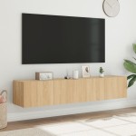 vidaXL Comodă TV de perete cu LED, 2 buc. stejar sonoma, 80x35x31 cm vidaXL Comodă TV de perete cu LED, 2 buc. stejar sonoma, 80x35x31 cm
