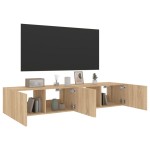 vidaXL Comodă TV de perete cu LED, 2 buc. stejar sonoma, 80x35x31 cm vidaXL Comodă TV de perete cu LED, 2 buc. stejar sonoma, 80x35x31 cm