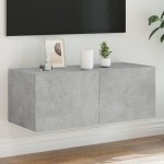 vidaXL Comodă TV de perete cu lumini LED, gri beton, 80x35x31 cm vidaXL Comodă TV de perete cu lumini LED, gri beton, 80x35x31 cm