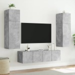 vidaXL Comodă TV de perete cu lumini LED, gri beton, 80x35x31 cm vidaXL Comodă TV de perete cu lumini LED, gri beton, 80x35x31 cm