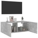 vidaXL Comodă TV de perete cu lumini LED, gri beton, 80x35x31 cm vidaXL Comodă TV de perete cu lumini LED, gri beton, 80x35x31 cm