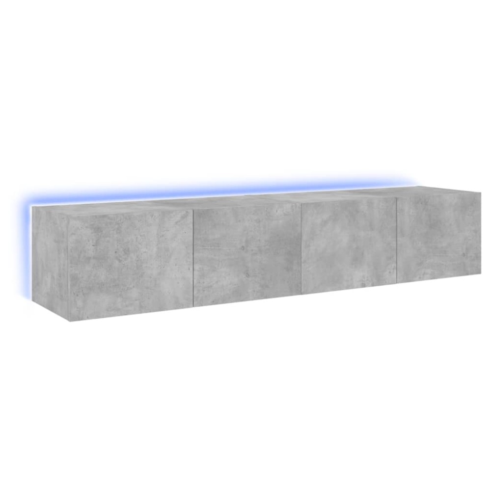 vidaXL Comode TV de perete cu lumini LED 2 buc. gri beton 80x35x31 cm