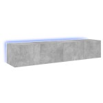 vidaXL Comode TV de perete cu lumini LED 2 buc. gri beton 80x35x31 cm