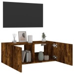 vidaXL Comodă TV de perete cu lumini LED, stejar fumuriu, 80x35x31 cm vidaXL Comodă TV de perete cu lumini LED, stejar fumuriu, 80x35x31 cm