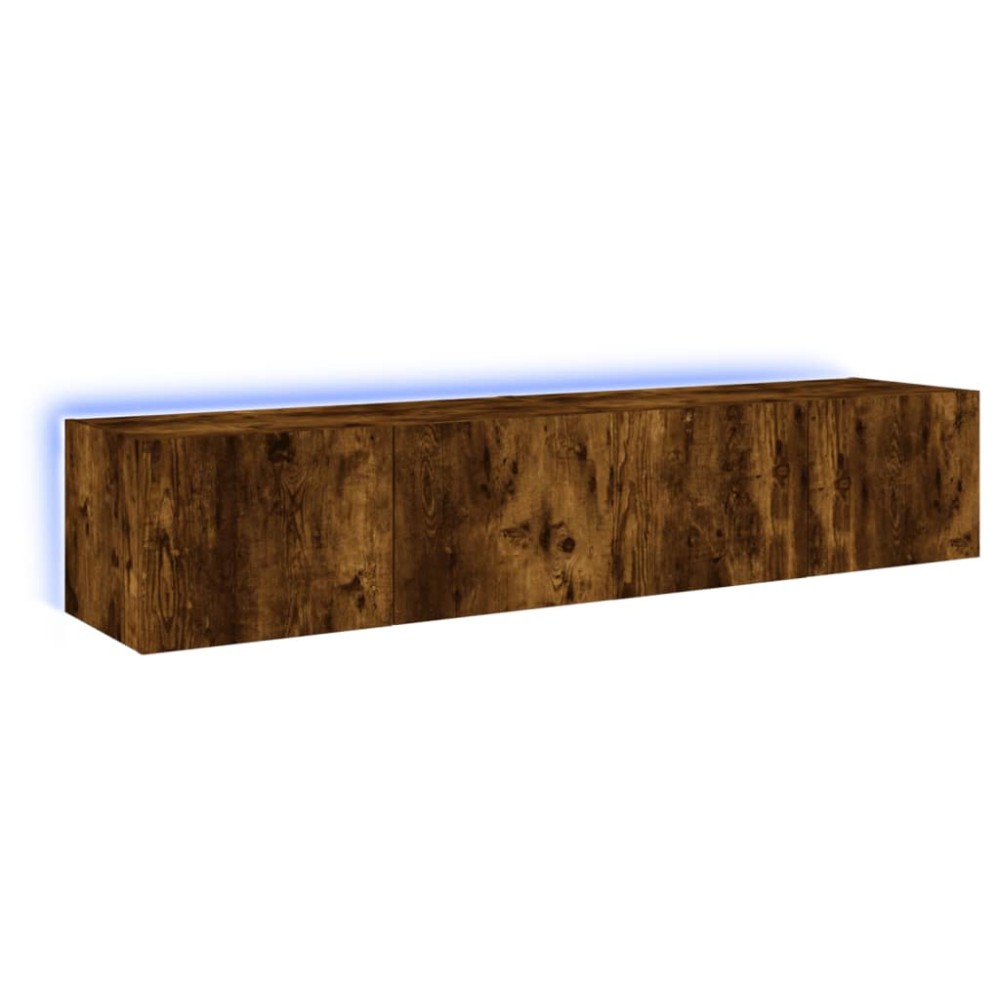 vidaXL Comodă TV de perete cu LED, 2 buc. stejar fumuriu, 80x35x31 cm