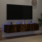 vidaXL Comodă TV de perete cu LED, 2 buc. stejar fumuriu, 80x35x31 cm vidaXL Comodă TV de perete cu LED, 2 buc. stejar fumuriu, 80x35x31 cm