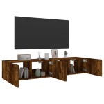 vidaXL Comodă TV de perete cu LED, 2 buc. stejar fumuriu, 80x35x31 cm vidaXL Comodă TV de perete cu LED, 2 buc. stejar fumuriu, 80x35x31 cm