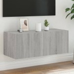 vidaXL Comodă TV de perete cu lumini LED, gri sonoma, 80x35x31 cm vidaXL Comodă TV de perete cu lumini LED, gri sonoma, 80x35x31 cm