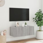 vidaXL Comodă TV de perete cu lumini LED, gri sonoma, 80x35x31 cm vidaXL Comodă TV de perete cu lumini LED, gri sonoma, 80x35x31 cm