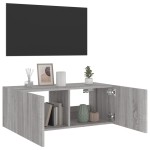vidaXL Comodă TV de perete cu lumini LED, gri sonoma, 80x35x31 cm vidaXL Comodă TV de perete cu lumini LED, gri sonoma, 80x35x31 cm