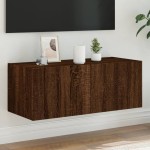 vidaXL Comodă TV de perete cu lumini LED, stejar maro, 80x35x31 cm vidaXL Comodă TV de perete cu lumini LED, stejar maro, 80x35x31 cm