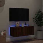 vidaXL Comodă TV de perete cu lumini LED, stejar maro, 80x35x31 cm vidaXL Comodă TV de perete cu lumini LED, stejar maro, 80x35x31 cm