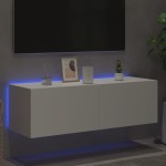 vidaXL Comodă TV de perete cu lumini LED, alb, 100x35x31 cm vidaXL Comodă TV de perete cu lumini LED, alb, 100x35x31 cm