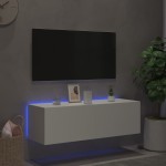 vidaXL Comodă TV de perete cu lumini LED, alb, 100x35x31 cm vidaXL Comodă TV de perete cu lumini LED, alb, 100x35x31 cm