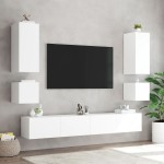 vidaXL Comodă TV de perete cu lumini LED, alb, 100x35x31 cm vidaXL Comodă TV de perete cu lumini LED, alb, 100x35x31 cm