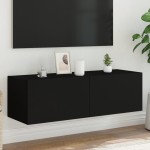 vidaXL Comodă TV de perete cu lumini LED, negru, 100x35x31 cm vidaXL Comodă TV de perete cu lumini LED, negru, 100x35x31 cm