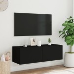 vidaXL Comodă TV de perete cu lumini LED, negru, 100x35x31 cm vidaXL Comodă TV de perete cu lumini LED, negru, 100x35x31 cm