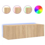 vidaXL Comodă TV de perete cu lumini LED, stejar sonoma, 100x35x31 cm vidaXL Comodă TV de perete cu lumini LED, stejar sonoma, 100x35x31 cm