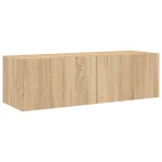 vidaXL Comodă TV de perete cu lumini LED, stejar sonoma, 100x35x31 cm vidaXL Comodă TV de perete cu lumini LED, stejar sonoma, 100x35x31 cm