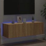 vidaXL Comodă TV de perete cu lumini LED, stejar sonoma, 100x35x31 cm vidaXL Comodă TV de perete cu lumini LED, stejar sonoma, 100x35x31 cm