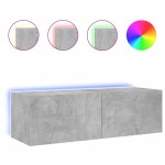 vidaXL Comodă TV de perete cu lumini LED, gri beton, 100x35x31 cm vidaXL Comodă TV de perete cu lumini LED, gri beton, 100x35x31 cm