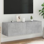 vidaXL Comodă TV de perete cu lumini LED, gri beton, 100x35x31 cm vidaXL Comodă TV de perete cu lumini LED, gri beton, 100x35x31 cm