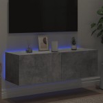 vidaXL Comodă TV de perete cu lumini LED, gri beton, 100x35x31 cm vidaXL Comodă TV de perete cu lumini LED, gri beton, 100x35x31 cm