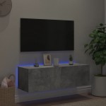 vidaXL Comodă TV de perete cu lumini LED, gri beton, 100x35x31 cm vidaXL Comodă TV de perete cu lumini LED, gri beton, 100x35x31 cm
