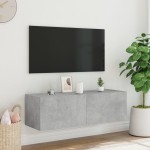 vidaXL Comodă TV de perete cu lumini LED, gri beton, 100x35x31 cm vidaXL Comodă TV de perete cu lumini LED, gri beton, 100x35x31 cm