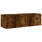 vidaXL Comodă TV de perete cu lumini LED, stejar fumuriu, 100x35x31 cm vidaXL Comodă TV de perete cu lumini LED, stejar fumuriu, 100x35x31 cm