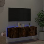 vidaXL Comodă TV de perete cu lumini LED, stejar fumuriu, 100x35x31 cm vidaXL Comodă TV de perete cu lumini LED, stejar fumuriu, 100x35x31 cm