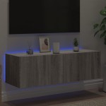 vidaXL Comodă TV de perete cu lumini LED, gri sonoma, 100x35x31 cm vidaXL Comodă TV de perete cu lumini LED, gri sonoma, 100x35x31 cm