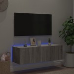 vidaXL Comodă TV de perete cu lumini LED, gri sonoma, 100x35x31 cm vidaXL Comodă TV de perete cu lumini LED, gri sonoma, 100x35x31 cm
