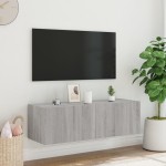vidaXL Comodă TV de perete cu lumini LED, gri sonoma, 100x35x31 cm vidaXL Comodă TV de perete cu lumini LED, gri sonoma, 100x35x31 cm