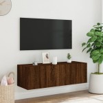 vidaXL Comodă TV de perete cu lumini LED, stejar maro, 100x35x31 cm vidaXL Comodă TV de perete cu lumini LED, stejar maro, 100x35x31 cm