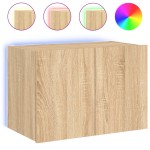 vidaXL Comodă TV de perete cu lumini LED, stejar sonoma, 60x35x41 cm vidaXL Comodă TV de perete cu lumini LED, stejar sonoma, 60x35x41 cm