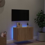 vidaXL Comodă TV de perete cu lumini LED, stejar sonoma, 60x35x41 cm vidaXL Comodă TV de perete cu lumini LED, stejar sonoma, 60x35x41 cm