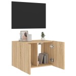 vidaXL Comodă TV de perete cu lumini LED, stejar sonoma, 60x35x41 cm vidaXL Comodă TV de perete cu lumini LED, stejar sonoma, 60x35x41 cm