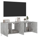 vidaXL Comode TV de perete cu lumini LED 2 buc. gri beton 60x35x41 cm