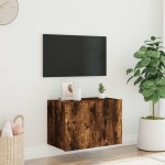 vidaXL Comodă TV de perete cu lumini LED, stejar fumuriu, 60x35x41 cm vidaXL Comodă TV de perete cu lumini LED, stejar fumuriu, 60x35x41 cm